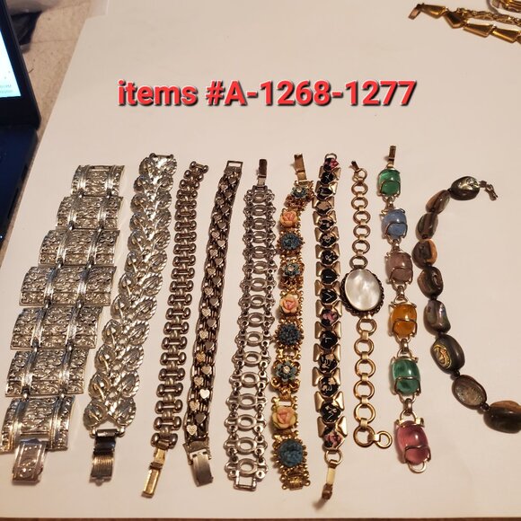 from GGMJTREASURS Jewelry - 10  Bracelets, items # A-1268-1277,. wt. 256 grams.